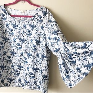Jane and Delancey Floral Blouse with Bell Sleeves
